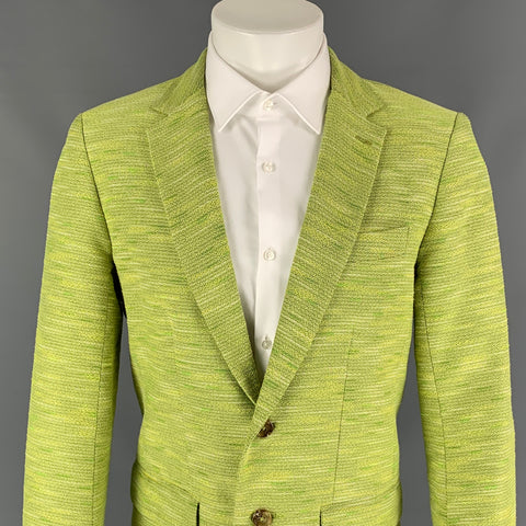 MR TURK Taille 40 Manteau de sport à revers cranté en mélange de polyester tissé jaune vert
