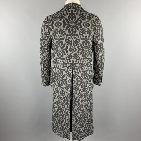 COMME des GARCONS HOMME PLUS Size S Grey & Black Jacquard Polyester / Cotton Coat