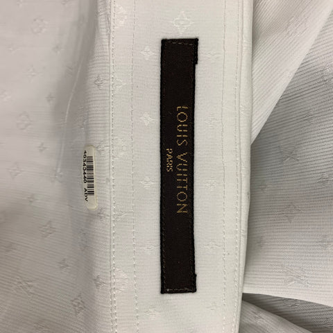 LOUIS VUITTON Size L White Logo Cotton Button Up Long Sleeve Shirt