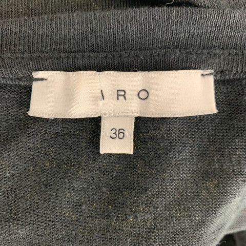 IRO Size XS Black Distressed Linen Crew-Neck T-shirt