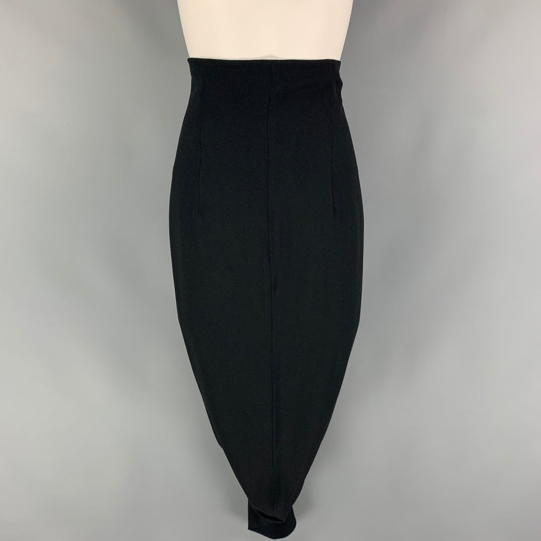 JOHN GALLIANO Size 6 Black Acetate Viscose Pencil Skirt