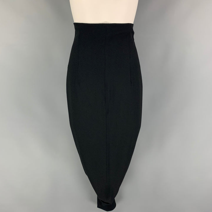 JOHN GALLIANO Size 6 Black Acetate Viscose Pencil Skirt