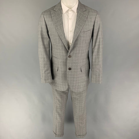 BRUNELLO CUCINELLI Talla 38 Traje de seda de lana de lana gris con panel de ventana