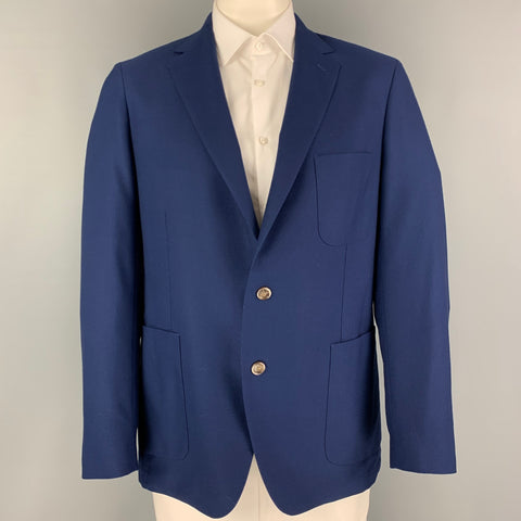 PETER MILLAR Size XL Blue Textured Wool Single Breasted Sport Coat