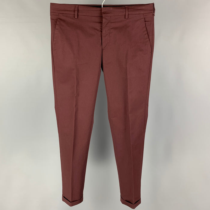 PRADA Size 34 Brown Cotton Button Fly Dress Pants