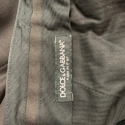 DOLCE & GABBANA Size 34 Black Wool Side Tabs Dress Pants