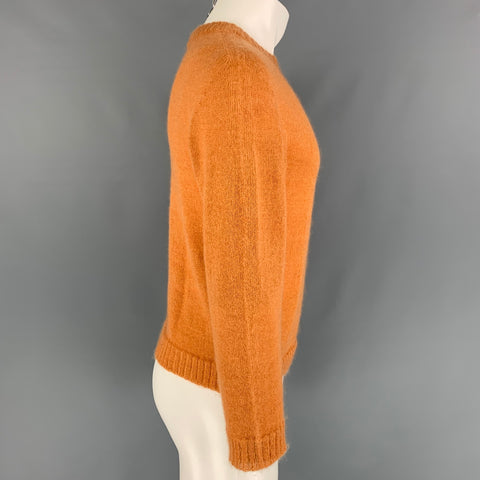 BOSS by HUGO BOSS Size S Orange Solid Mohair Blend Crew-Neck Sweater