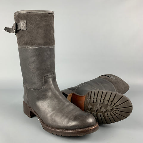 GRAVATI Size 7.5 Brown Leather Mixed Fabrics Waterproof Suede Boots