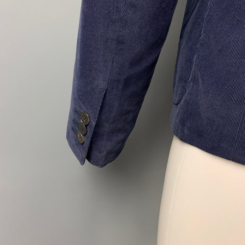 GUCCI Size 38 Regular Navy Corduroy Cotton Single Breasted Sport Coat
