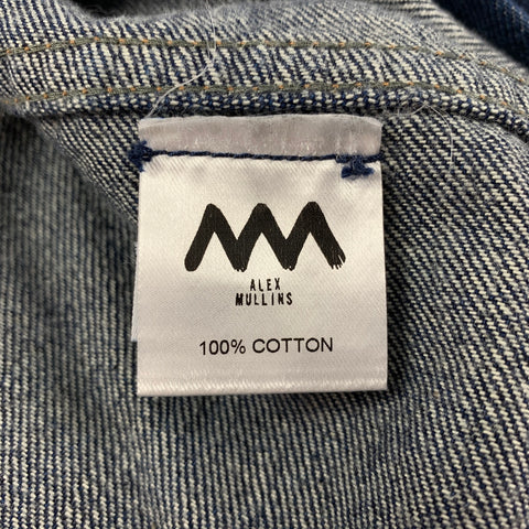 ALEX MULLINS Taille L Pull en denim de coton marbré bleu