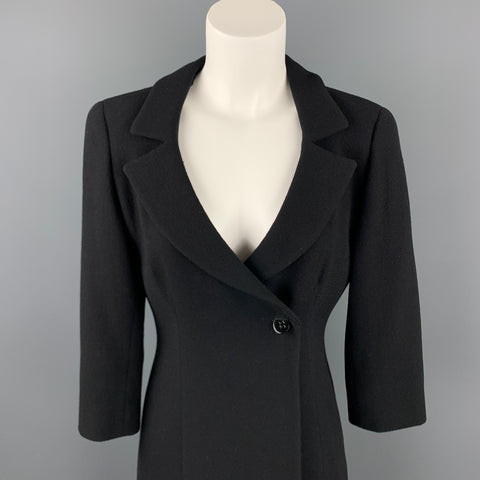ARMANI COLLEZIONI Taille 6 Manteau en laine à revers vierge noir