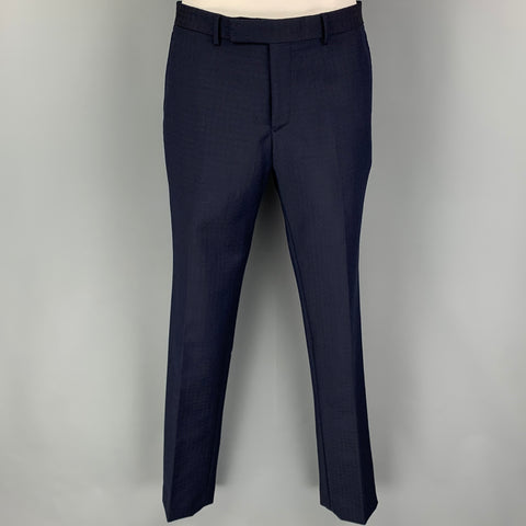 MAISON KITSUNE Size 36 Navy Rhombus Wool Mohair Double Breasted Suit