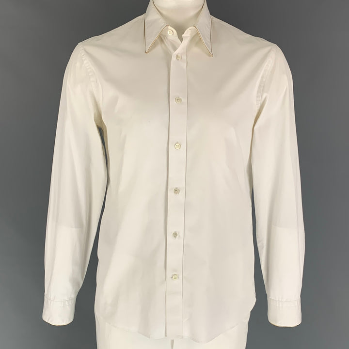 ALEXANDER MCQUEEN Size M White Gold Cotton Button Down Long Sleeve Shirt