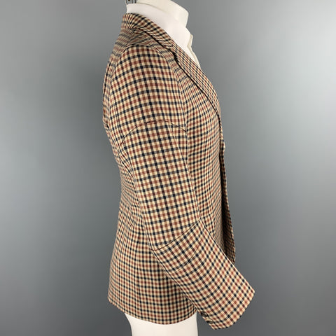 JUNYA WATANABE Taille L Manteau de sport à revers cranté en laine à carreaux beige