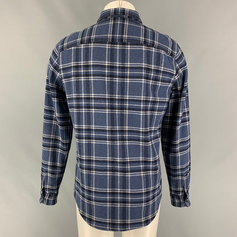 A.P.C. Size M Blue Black Plaid Wool Nylon Long Sleeve Shirt
