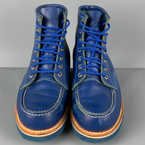 ICECREAM Size 9.5 Royal Blue Leather Worker Ankle Boots