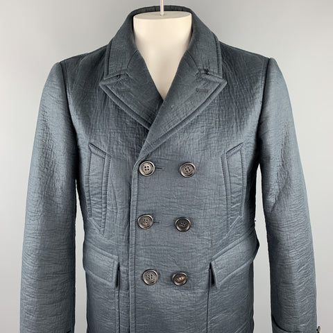 BURBERRY PRORSUM Size 42 Navy Textured Linen / Wool Peacoat