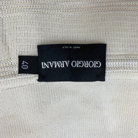 GIORGIO ARMANI Size 4 Cream Burnout Striped Viscose Collared Pullover