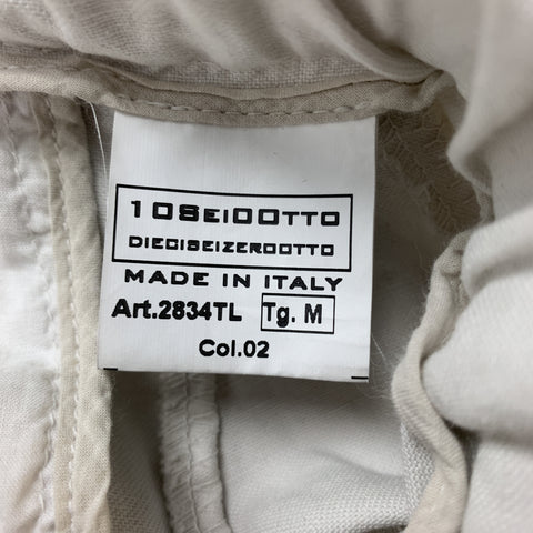10 SEIOOTTO Size M Off White Solid Linen / Cotton Zip Fly Casual Pants