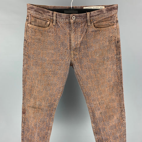 KAPITAL Size 38 Blue Brown Textured Cotton Jean Casual Pants