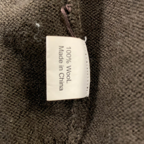 SCHIELE Size L Brown Solid Wool Buttoned Cardigan