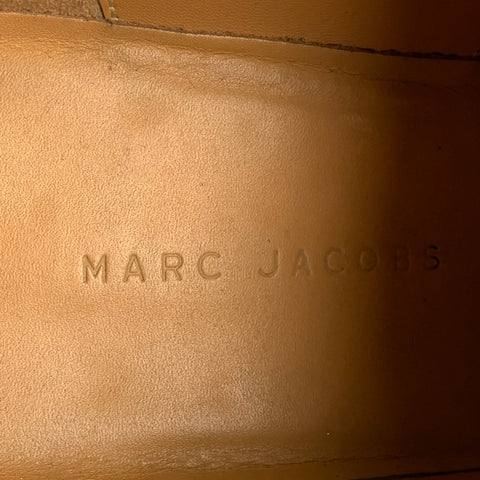 MARC JACOBS Size 11 Gold Black Crackled Leather Lace Up Shoes