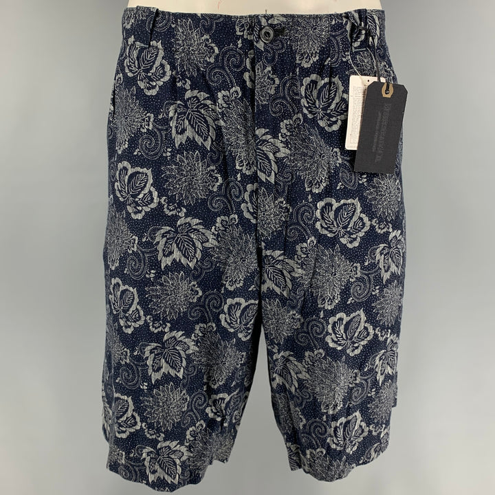UNIONMADE x J.S. HOMESTEAD Navy & Blue Floral Cotton Wide Shorts