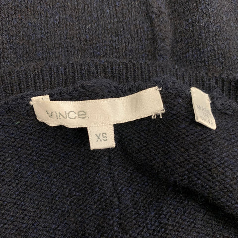 VINCE Talla XS Jersey de punto negro con cuello redondo y mezcla de cachemira