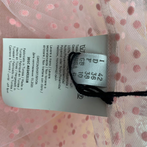 PHILOSOPHY Size 6 Pink Polyamide Dots See Through Crew-Neck Blouse
