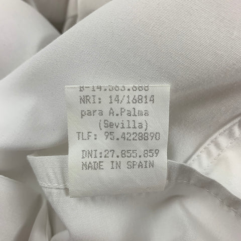 ANDRES PALMA Size L White Eyelet Cotton Tuxedo Long Sleeve Shirt