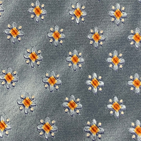 ERMENEGILDO ZEGNA Blue Orange Abstract Floral Silk Satin Tie