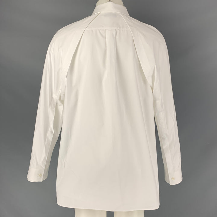 VALENTINO Size M White Solid Cotton Double Layer Long Sleeve Shirt