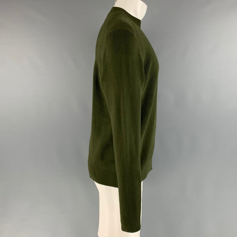 COS Size M Green Olive Knit Cotton Crew-Neck Pullover