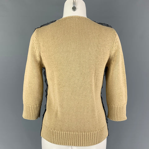 DRIES VAN NOTAN Talla S Jersey de cuentas de algodón negro beige
