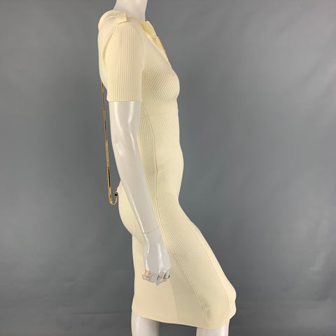 AZ FACTORY Vestido Crema De Manga Corta De Canalé De Viscosa Talla S