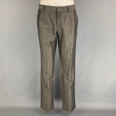 D&G by DOLCE & GABBANA Size 40 Grey Cotton Linen Notch Lapel 3 Piece Suit
