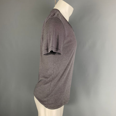 THEORY Size S Black & White  Stripe Cotton Short Sleeve T-shirt