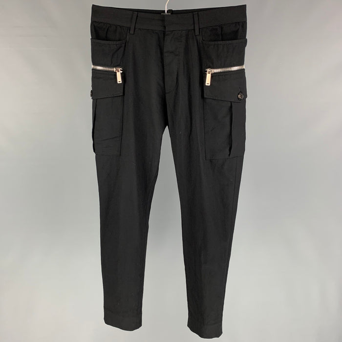 DSQUARED2 Size 32 Black Wool Button Fly Casual Pants
