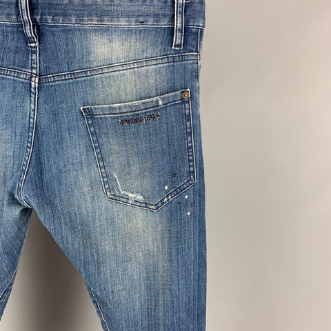 DSQUARED2 Size 34 Blue Washed Cotton Skinny Jeans