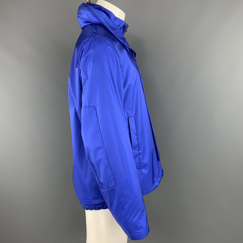 JIL SANDER by RAF SIMONS Size 38 Blue Nylon High Neck Zip Hood Parka