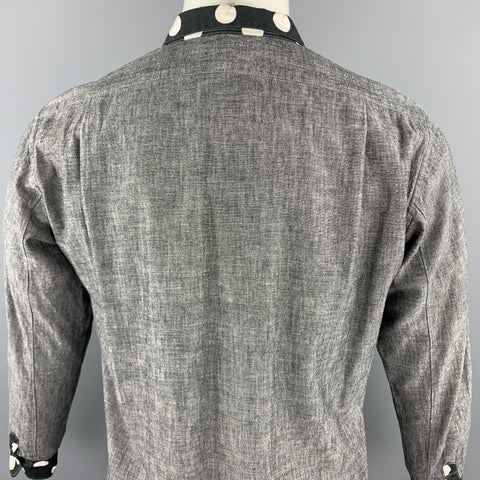 COMME des GARCONS HOMME PLUS Size XS Gray Cotton Polka Dots Trim Long Sleeve Shirt