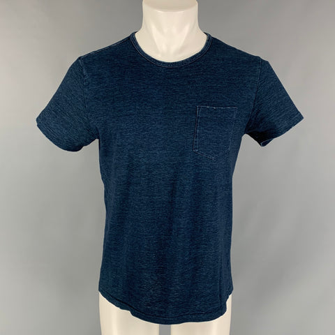 RRL by RALPH LAUREN Size M Indigo Solid Cotton One pocket T-shirt