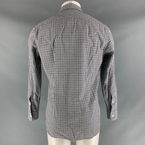 BILLY REID Size M Grey & Blue White Checkered Cotton Long Sleeve Shirt