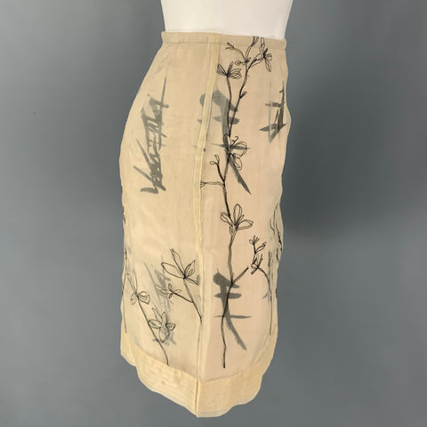 VINTAGE Taille S Jupe Brodée Beige