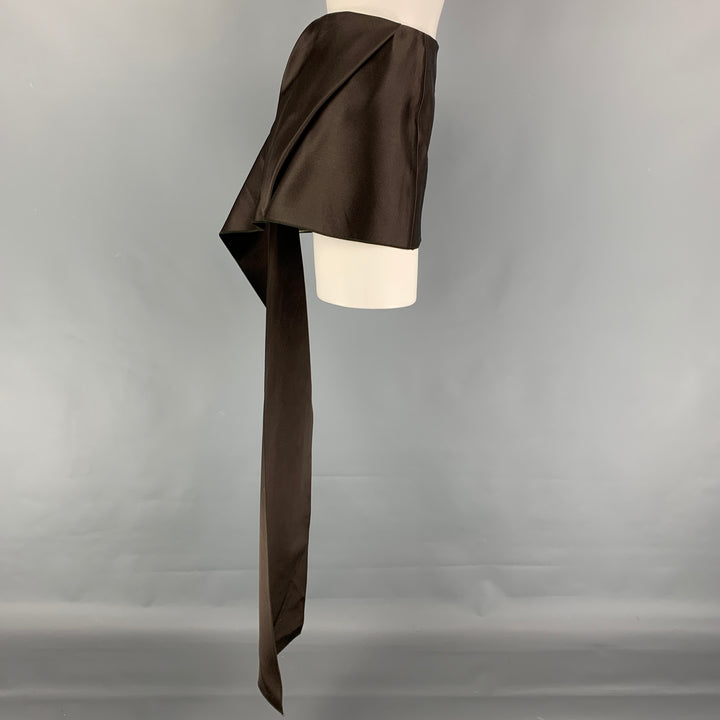 PRADA Size 4 Brown Double Satin Silk Mini Skirt