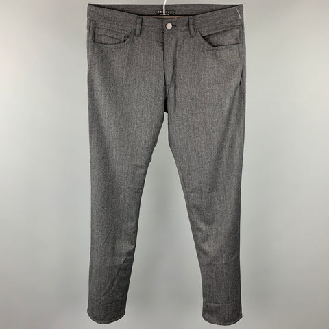 THEORY Size 34 Charcoal Herringbone Wool Jean Cut Casual Pants