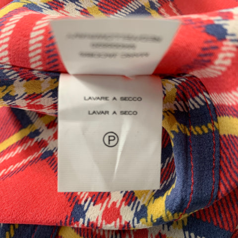 MARC JACOBS Size 8 Red Yellow/Blue Silk Plaid Long Shirt
