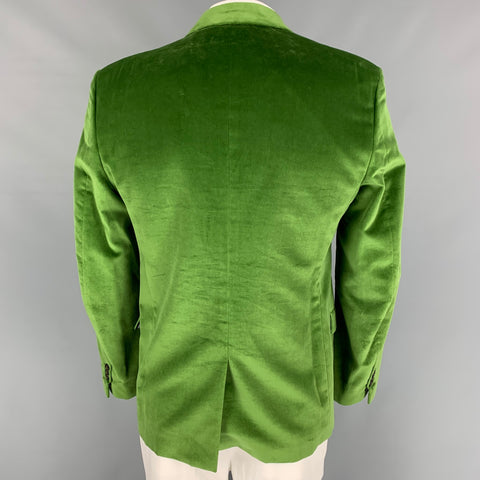 MARC JACOBS Size 42 Green Velvet Notch Lapel Cotton Sport Coat