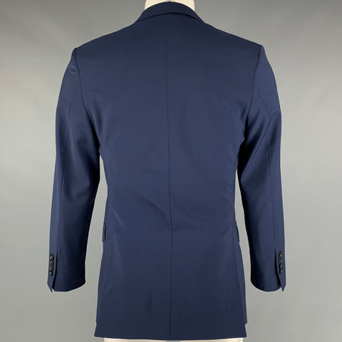 CAROLINA HERRERA Size 38 Navy Virgin Wool Single Breasted Sport Coat