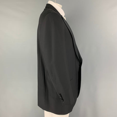ERMENEGILDO ZEGNA Size 48 Short Black Wool Tuxedo Sport Coat